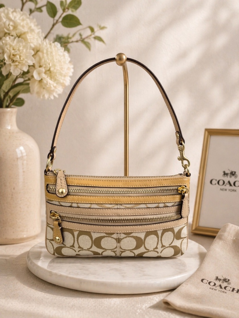 COACH MINI BAG WITH LEATHER TRIMMING